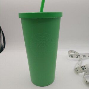 Starbucks Grande Kelly Green Stainless Steel Cold Cup w/plastic straw